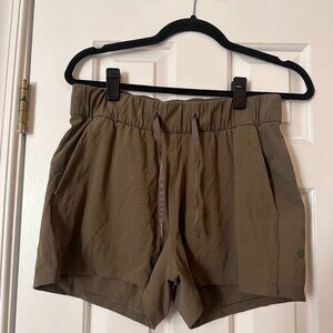 Olive Green Lululemon On the Fly Drawstring Shorts in Sage Green